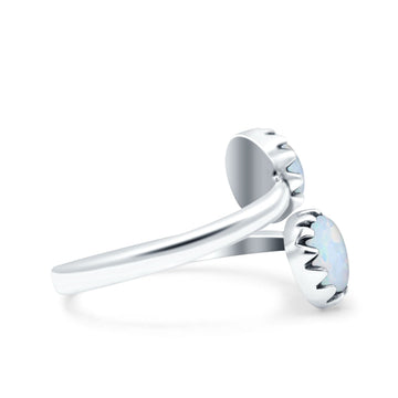 Vintage Style Petite Dainty Adjustable Lab Created White Opal Ring Solid Round Oxidized 925 Sterling Silver